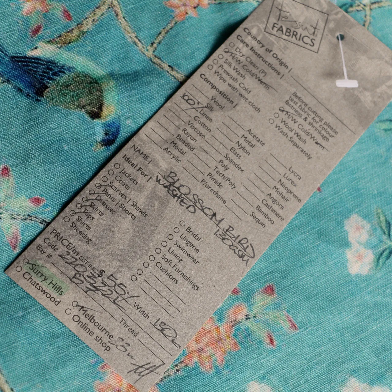 Blossom Bird Washed Printed Linen