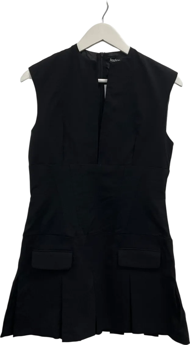 boohoo Black Box Pleated Skirt Mini Dress UK 14