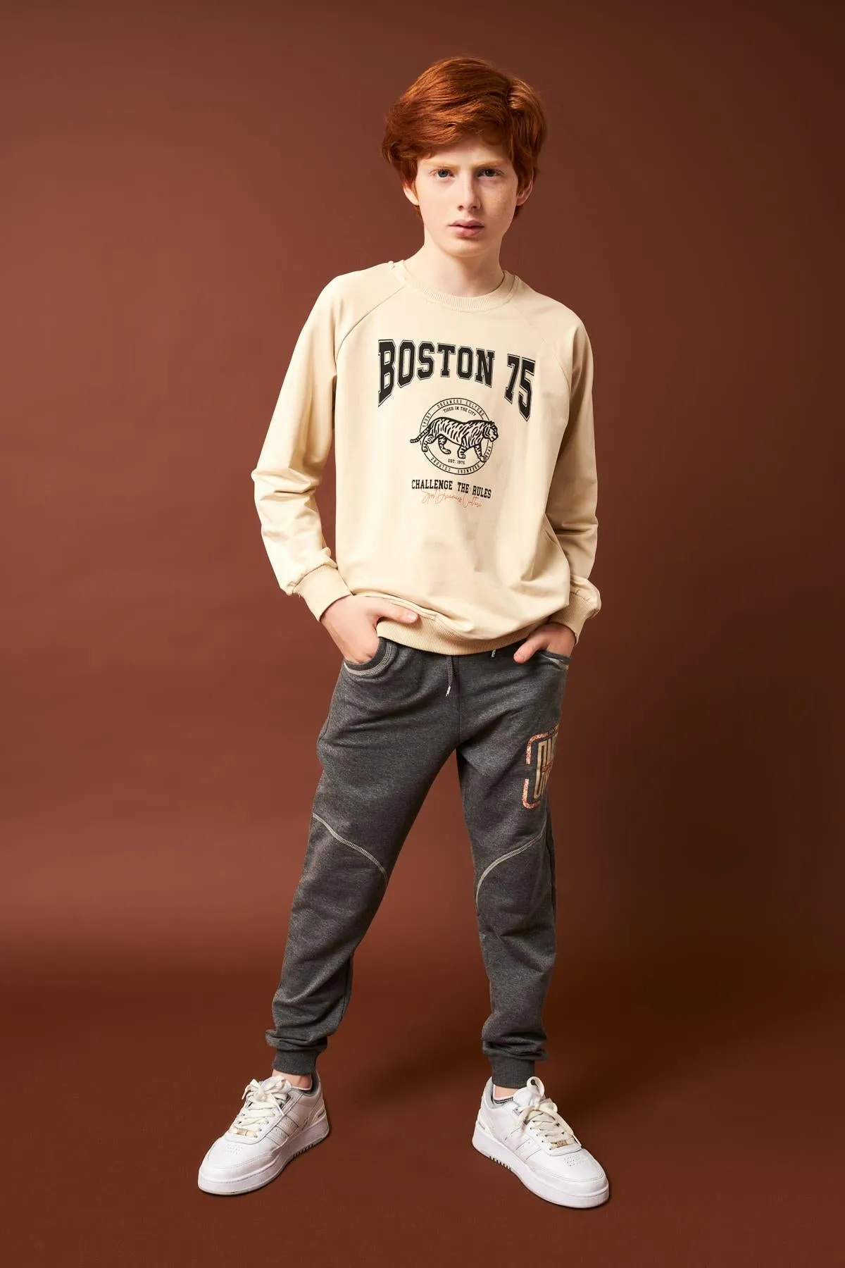 boston baskili erkek çocuk sweatshirt
