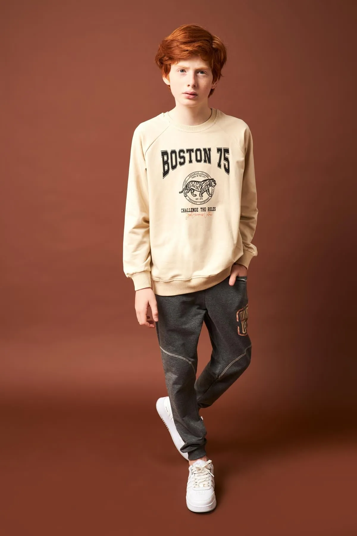 boston baskili erkek çocuk sweatshirt