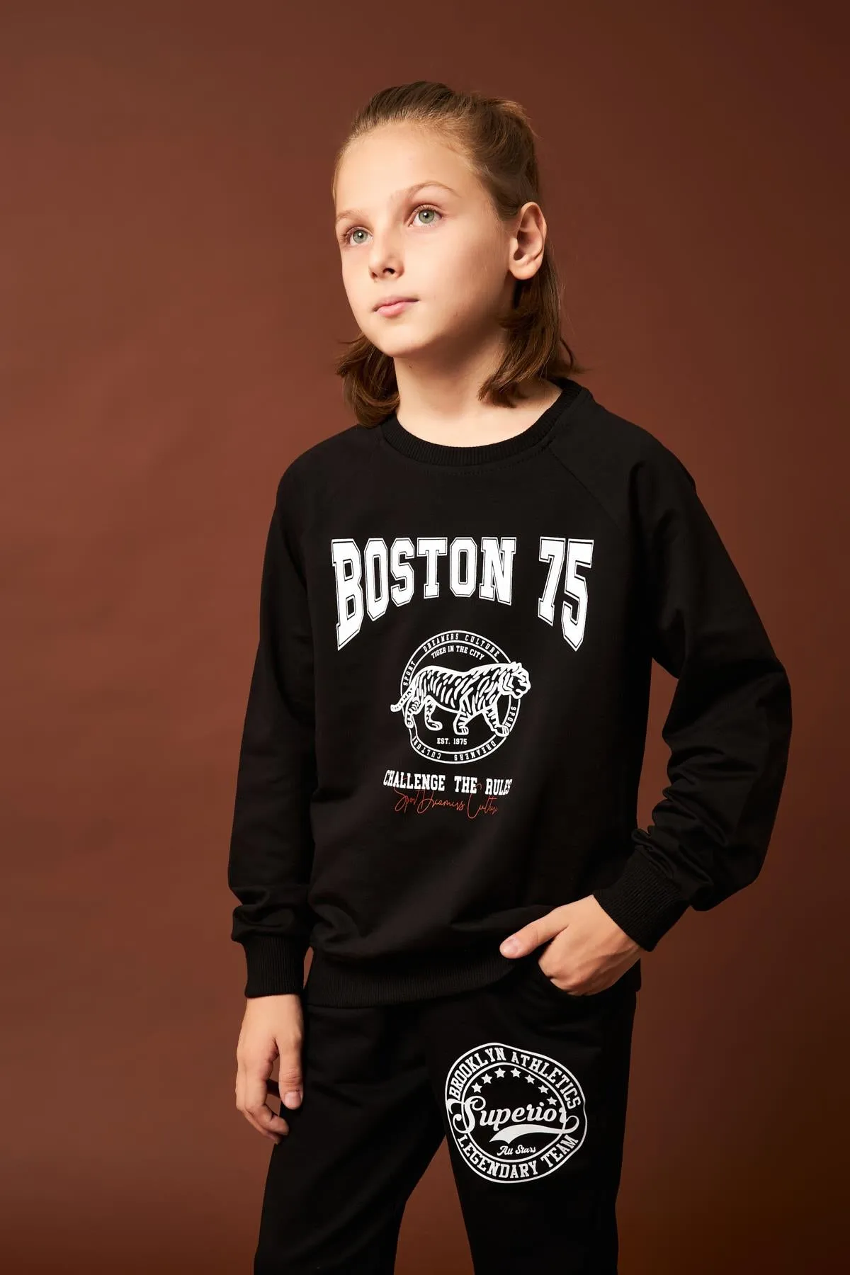 boston baskili erkek çocuk sweatshirt