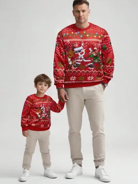 Boy mama sweatshirt|Young Boy Christmas Santa Claus & Snowflake Casual Sweatshirt