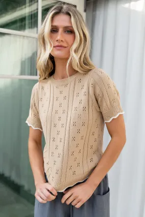 Britt Pointelle Knit Top | Natural   Ivory
