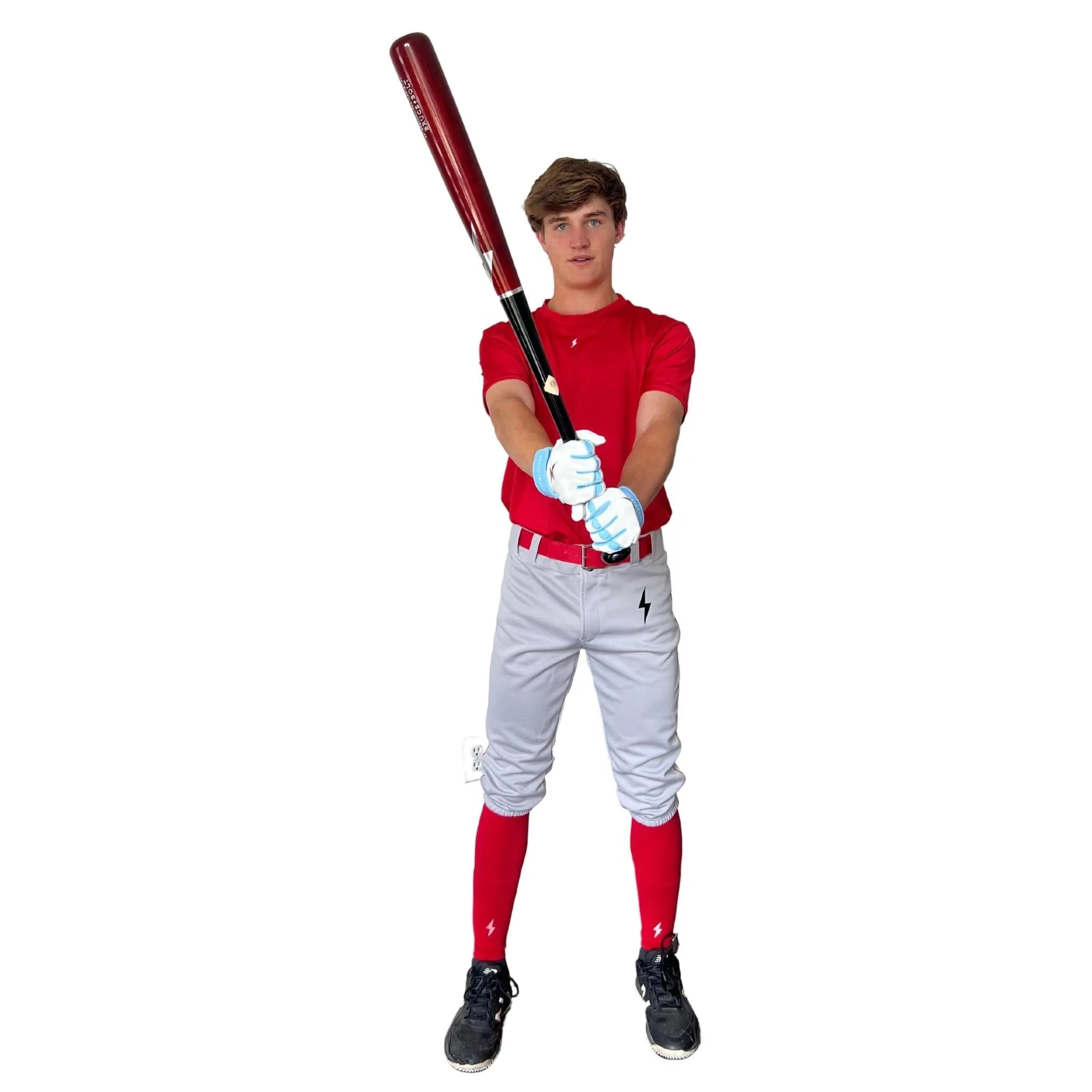 BRUCE BOLT Premium Pro Baseball Knicker - GREY w/ Red