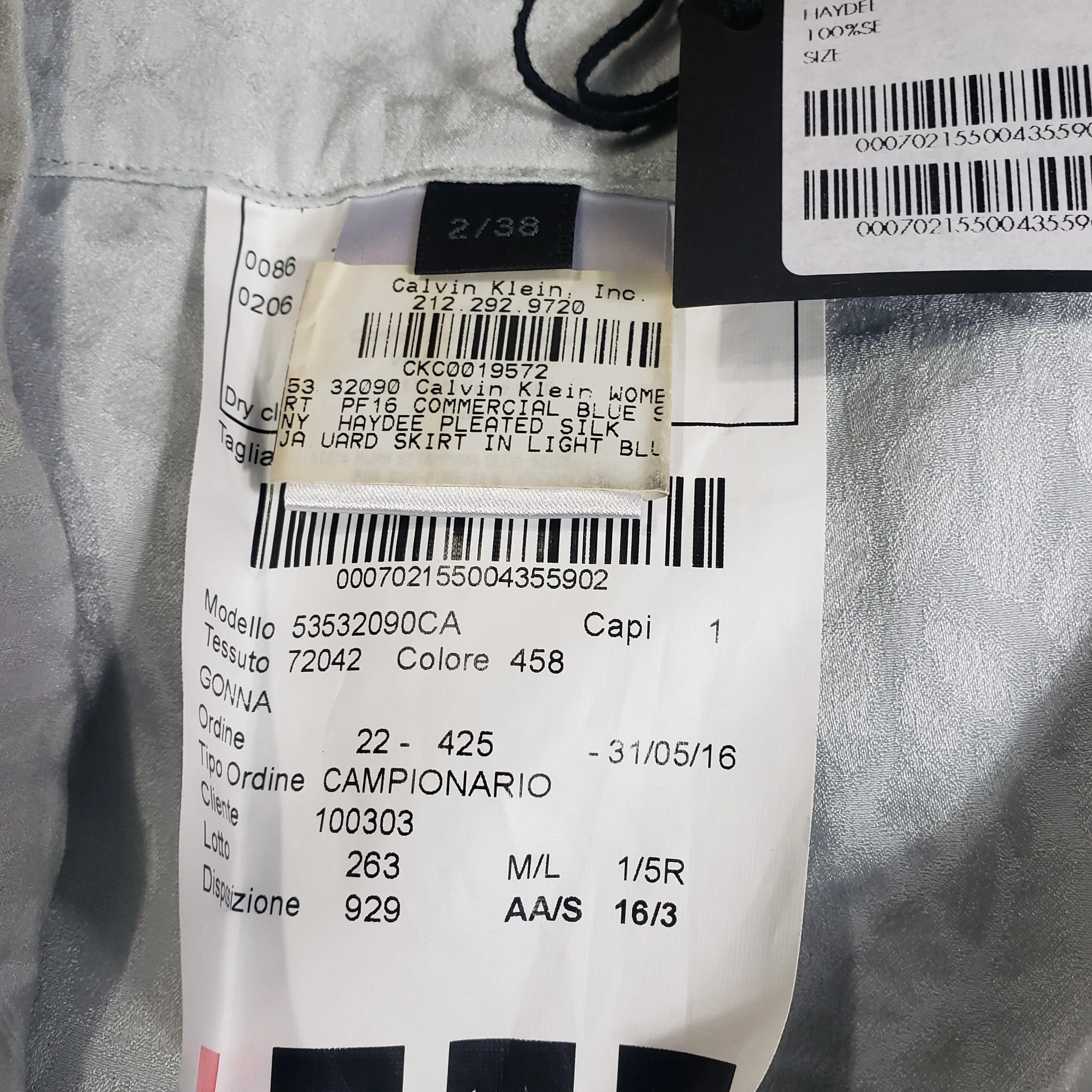 Calvin Klein Collection 205W39NYC Silk Jacquard Kaydee Skirt Size 38
