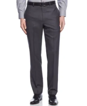 Calvin Klein Mens Slim fit Dress Pants 30 / 30 Grey Solid Stretch