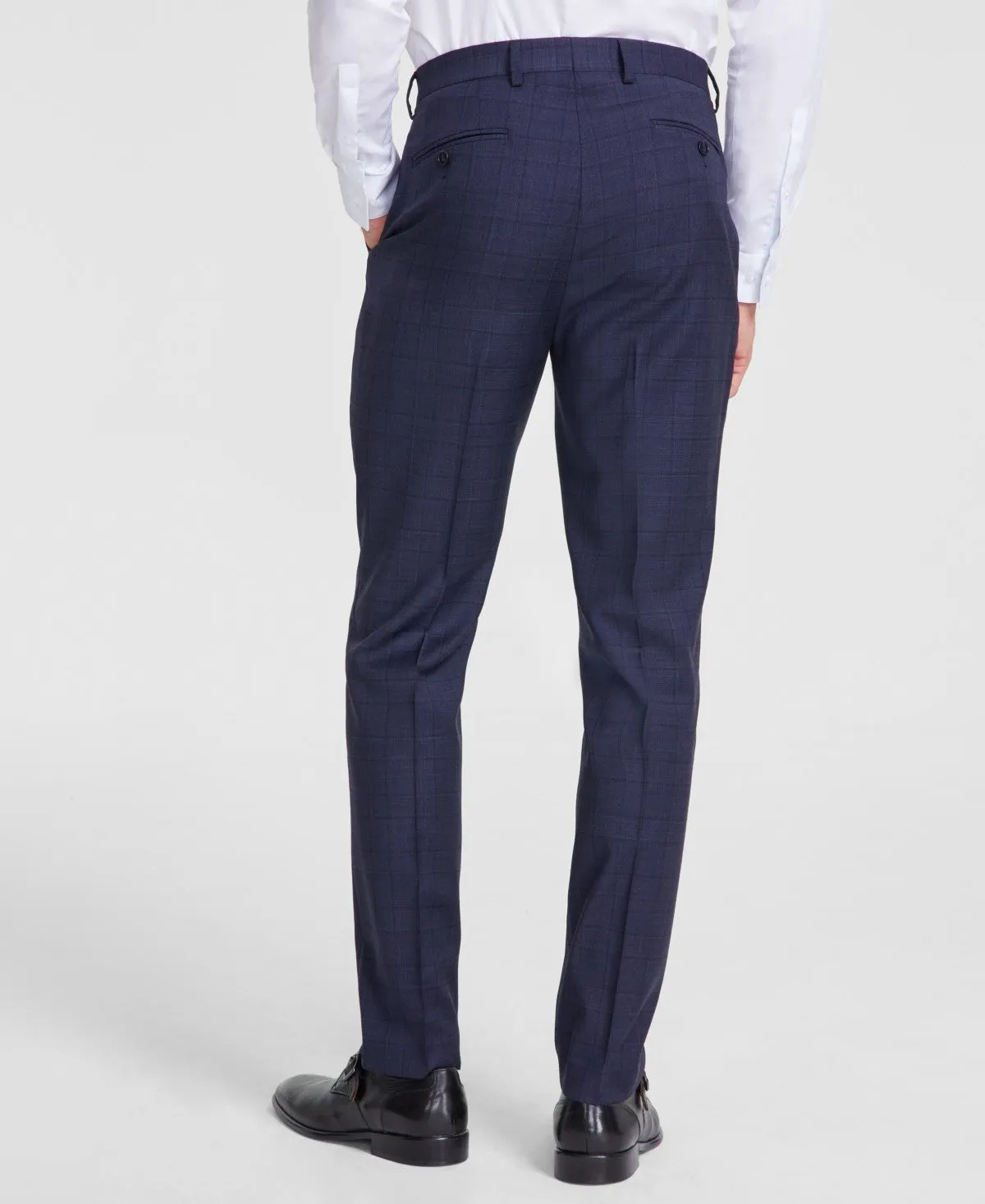 Calvin Klein Mens Slim fit Dress Pants 34 / 32 Blue Solid Stretch