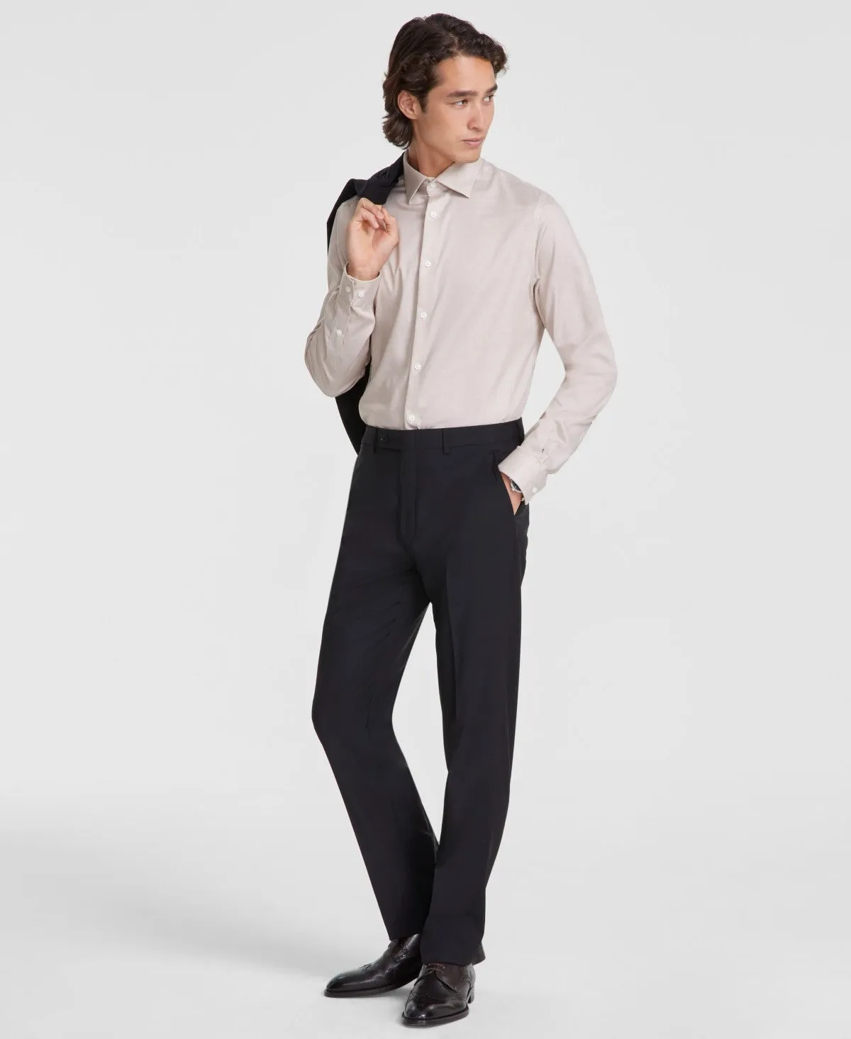 Calvin Klein Mens Slim fit Dress Pants 38 / 32 Black Solid