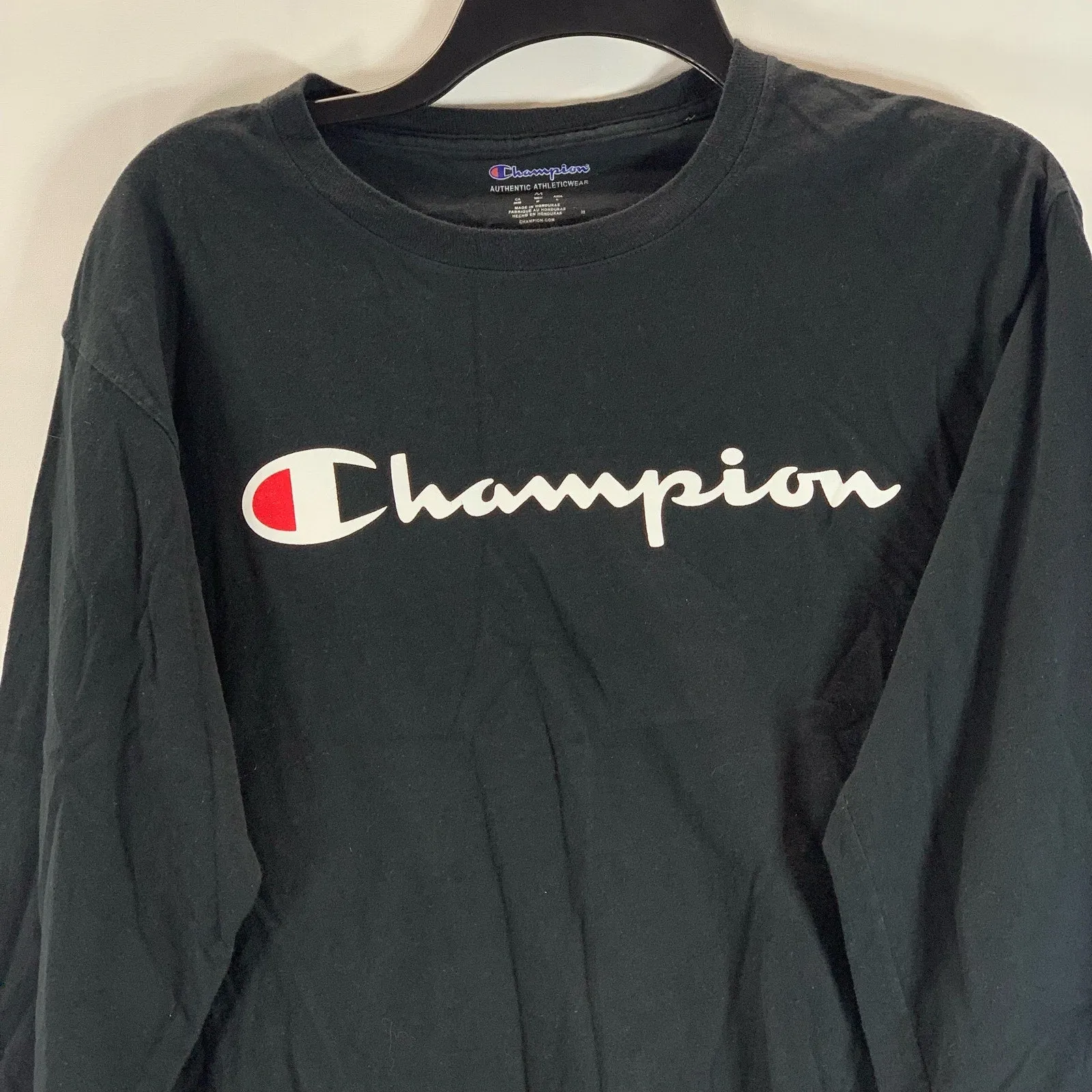 CHAMPION Authentic Athleticwear Men's Black Script Logo Crewneck Sweatshirt SZ M
