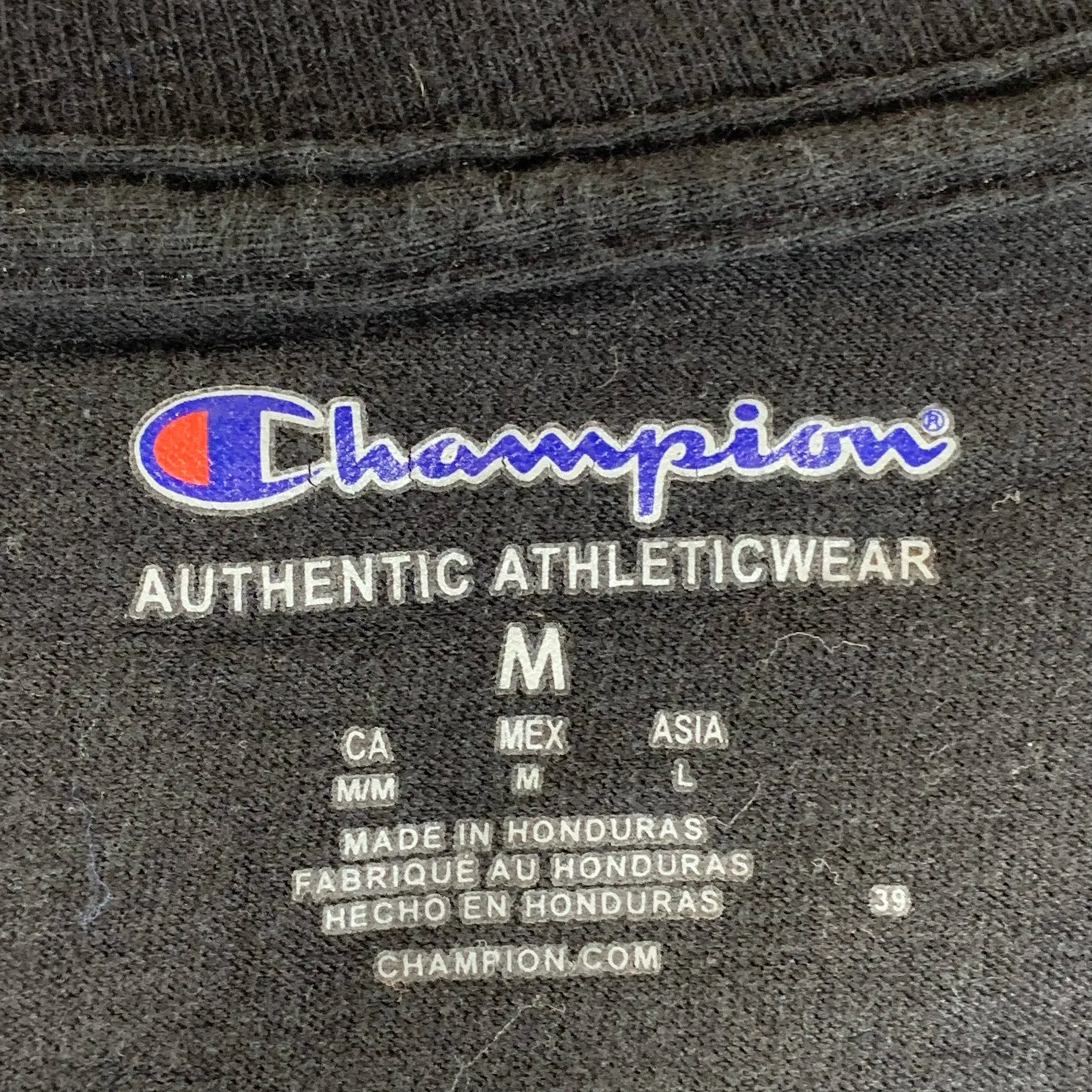 CHAMPION Authentic Athleticwear Men's Black Script Logo Crewneck Sweatshirt SZ M