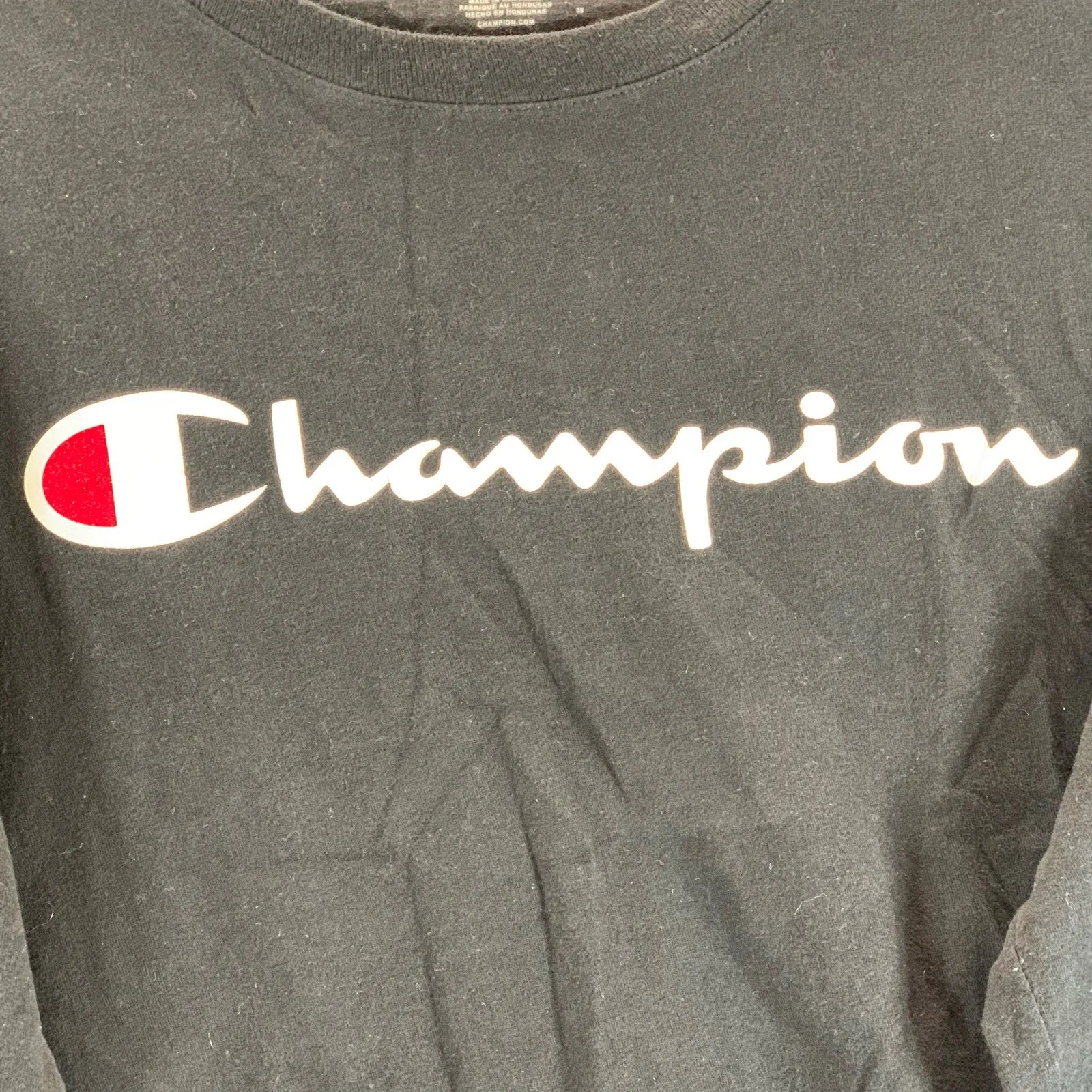 CHAMPION Authentic Athleticwear Men's Black Script Logo Crewneck Sweatshirt SZ M