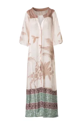 Chavela Cotton-silk Tunic / Ivory Palms