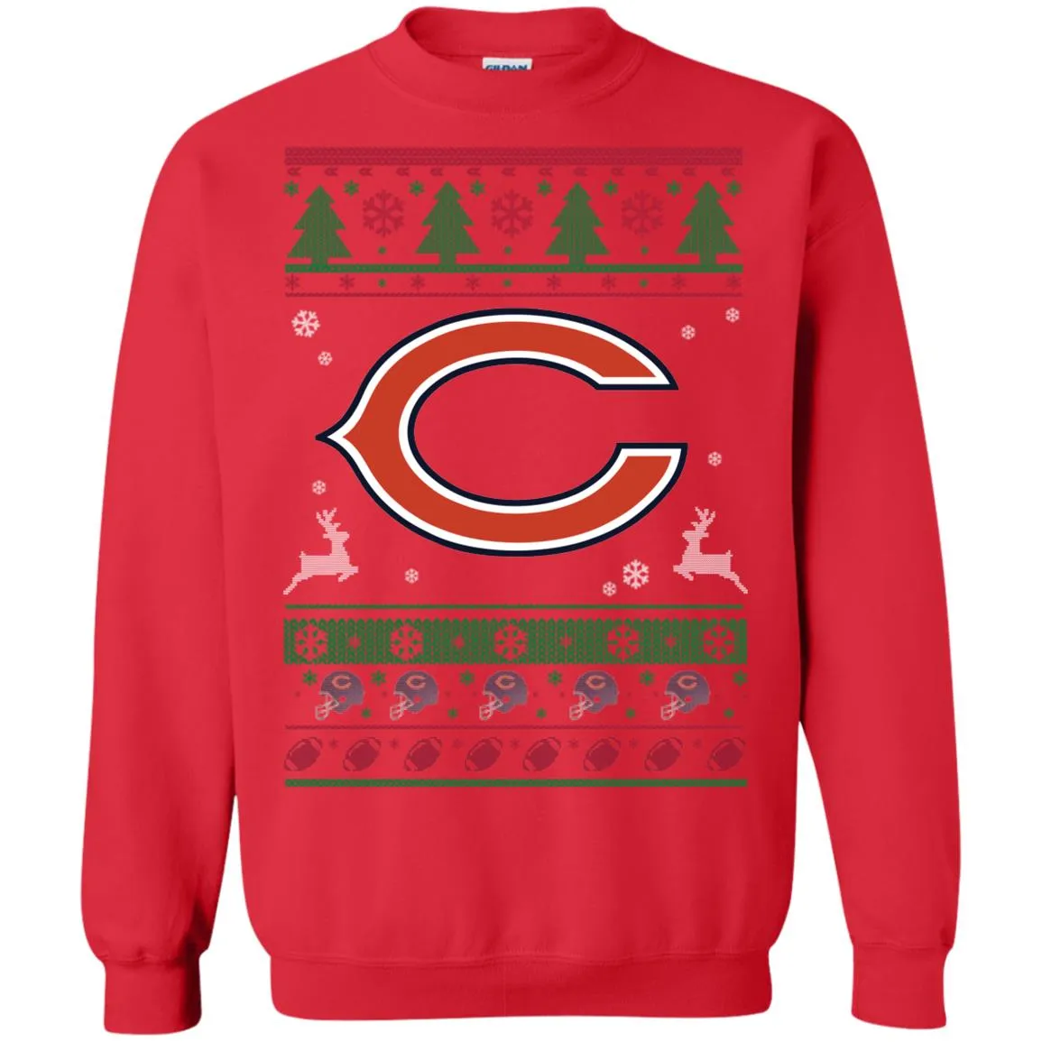Chicago Bears Logo Football Teams Ugly Christmas Sweater Unisex Crewneck Pullover Sweatshirt