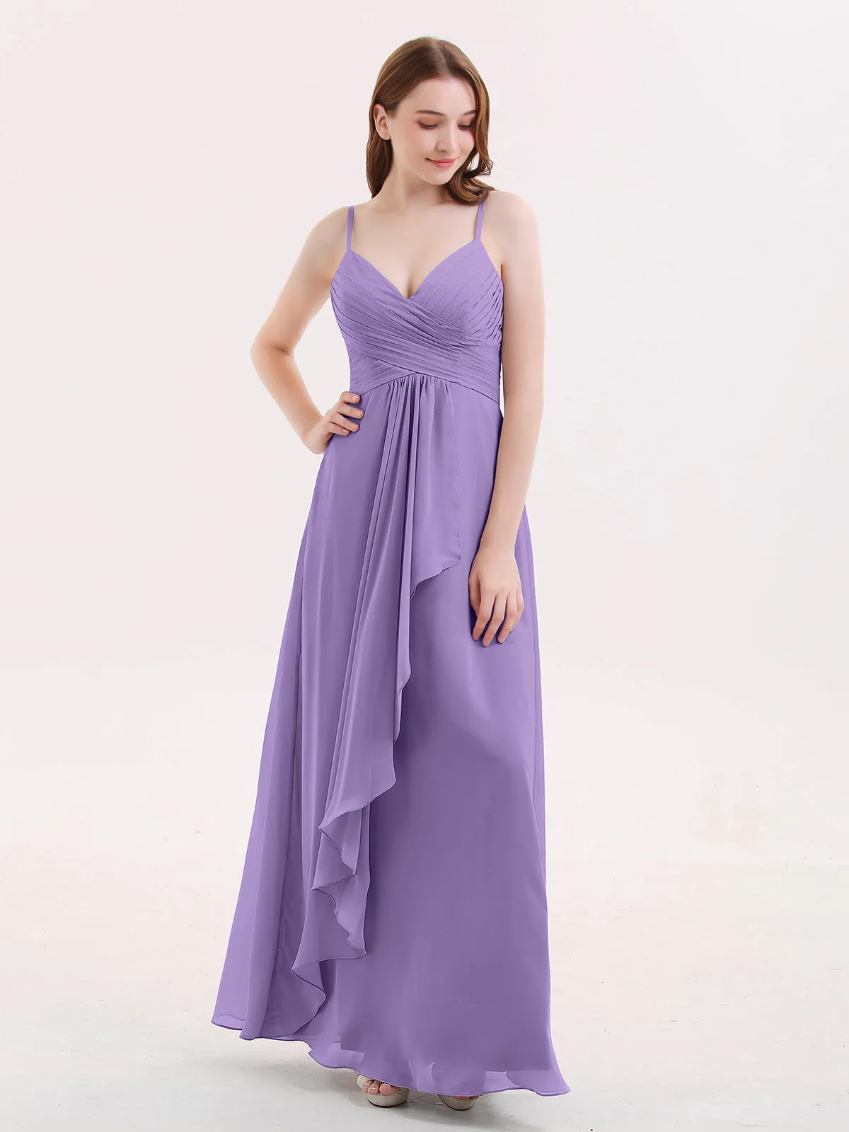 Chiffon Bridesmaid Dresses with Cascade Skirt-Tahiti