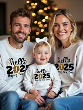 Christian sweatshirts| "Happy New Year" Letter Print Crew Neck Sweatshirt