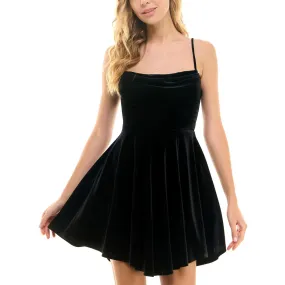 City Studio Womens Juniors Velvet Draped Babydoll Dress