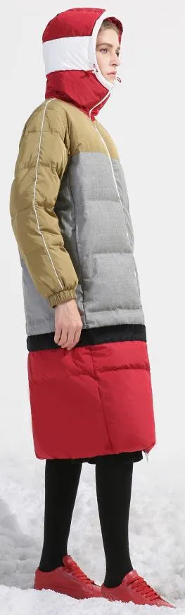 Color-Block Hooded Puffer Coat