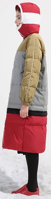 Color-Block Hooded Puffer Coat