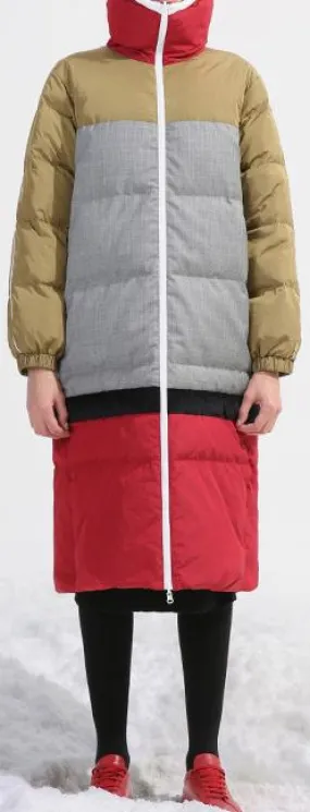Color-Block Hooded Puffer Coat