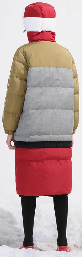 Color-Block Hooded Puffer Coat