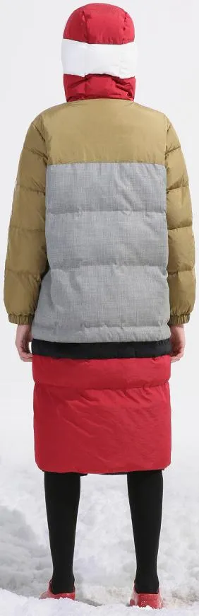 Color-Block Hooded Puffer Coat