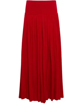 Crimson Silky Pleat Skirt