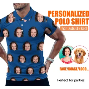 Custom Polo Shirt with Face,Personalized Photo/Logo Polo Shirt for Adult,Customize Picture Tee,Family Summer Shirts,Father's Day Gift Shirts