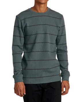 Day Shift Thermal Stripe T-Shirt in Balsam Green