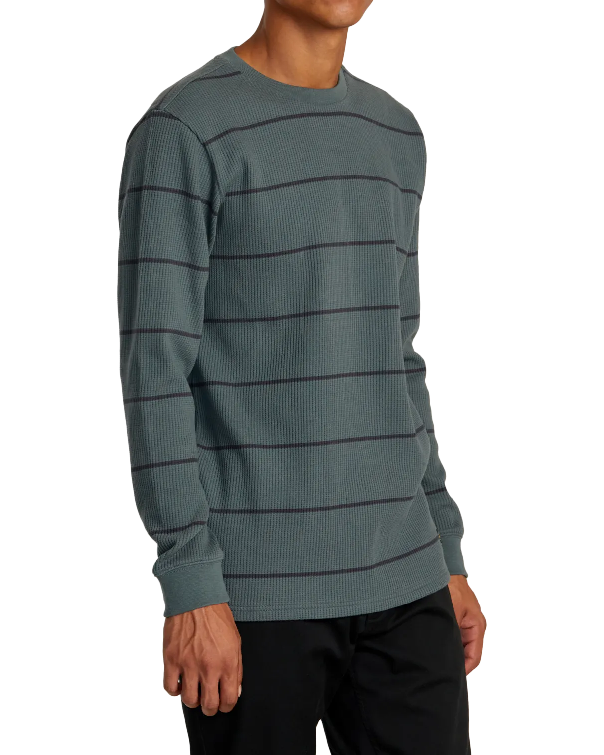 Day Shift Thermal Stripe T-Shirt in Balsam Green