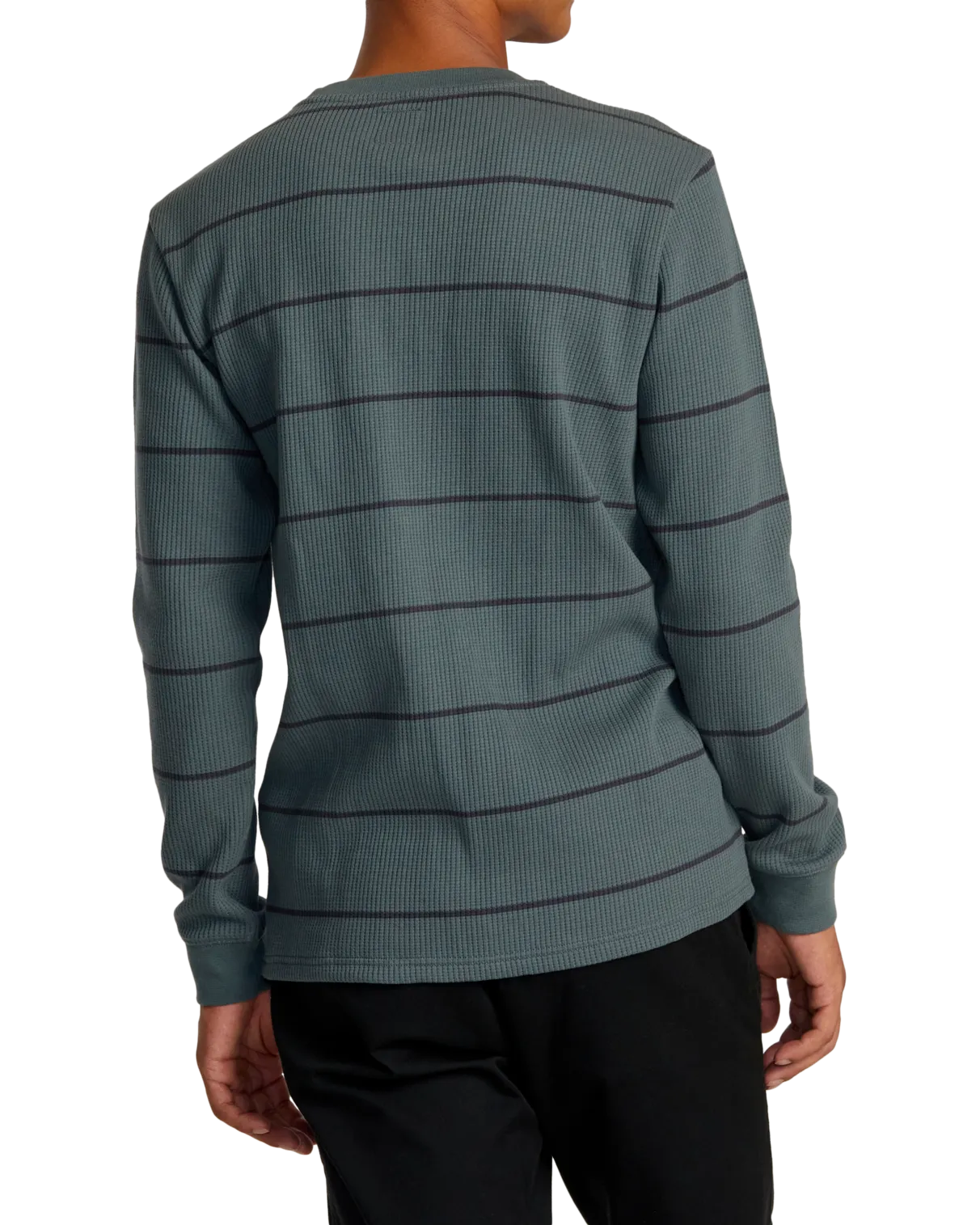 Day Shift Thermal Stripe T-Shirt in Balsam Green