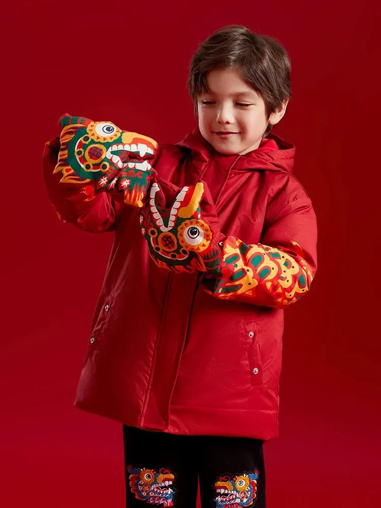 DRAGON YEAR DOWN COAT WITH REMOVABLE GLOVE POCKET