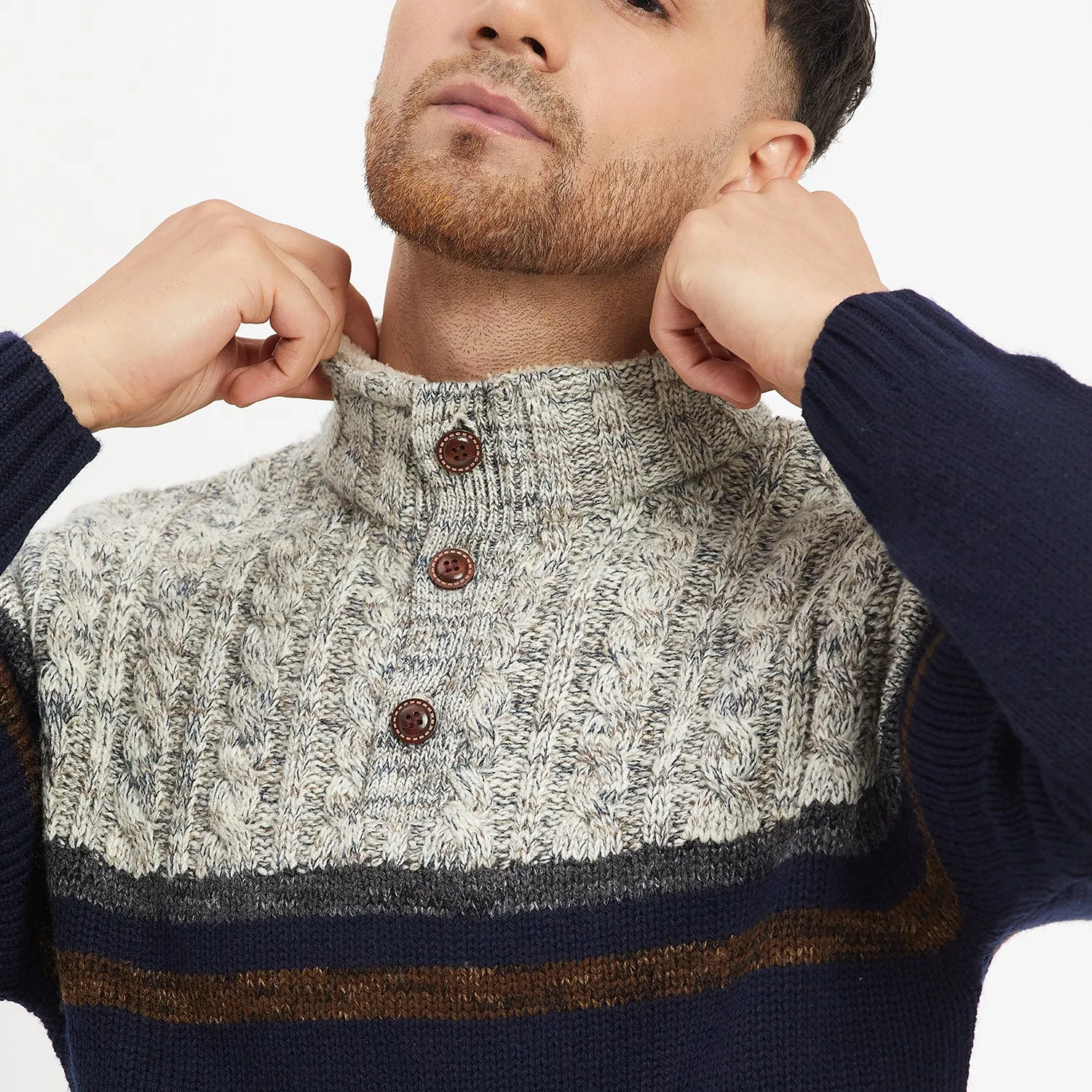 Duke Stardust Men Full Sleeve Button Placket Sweater (SDS2002)
