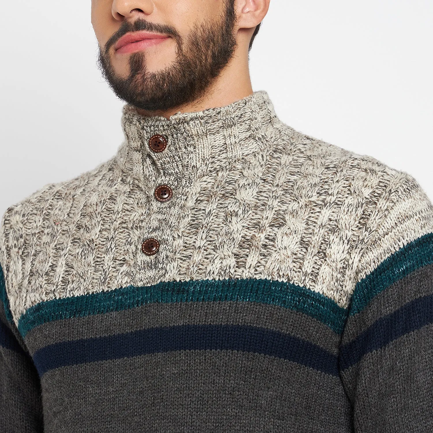 Duke Stardust Men Full Sleeve Button Placket Sweater (SDS2002)