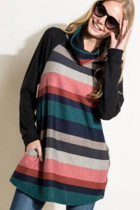 E Luna Turtle Neck Tunic Top