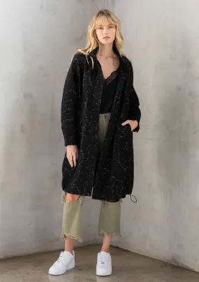 Edgy Long Sleeve Paint Splatter Coat
