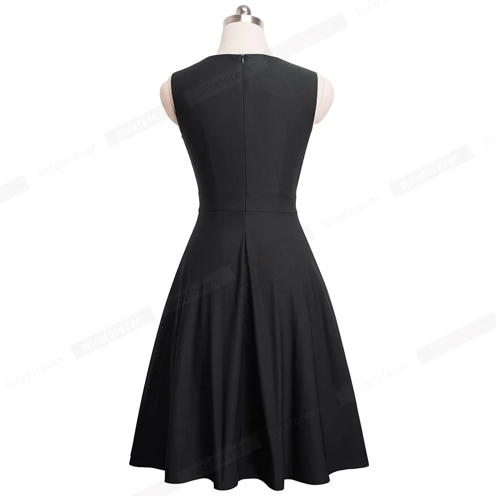 Elegant Embroidery Butterfly Sleeveless A-Line Business Party Women Flare Dress