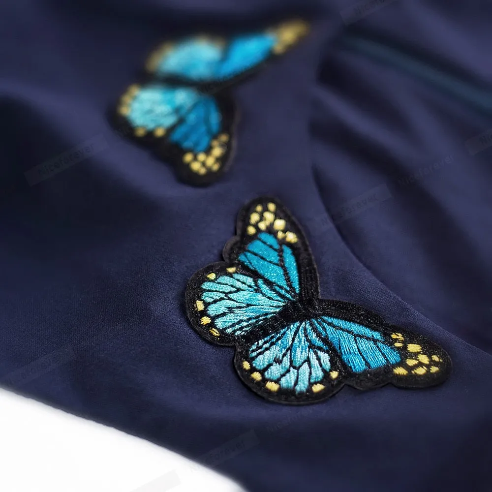 Elegant Embroidery Butterfly Sleeveless A-Line Business Party Women Flare Dress