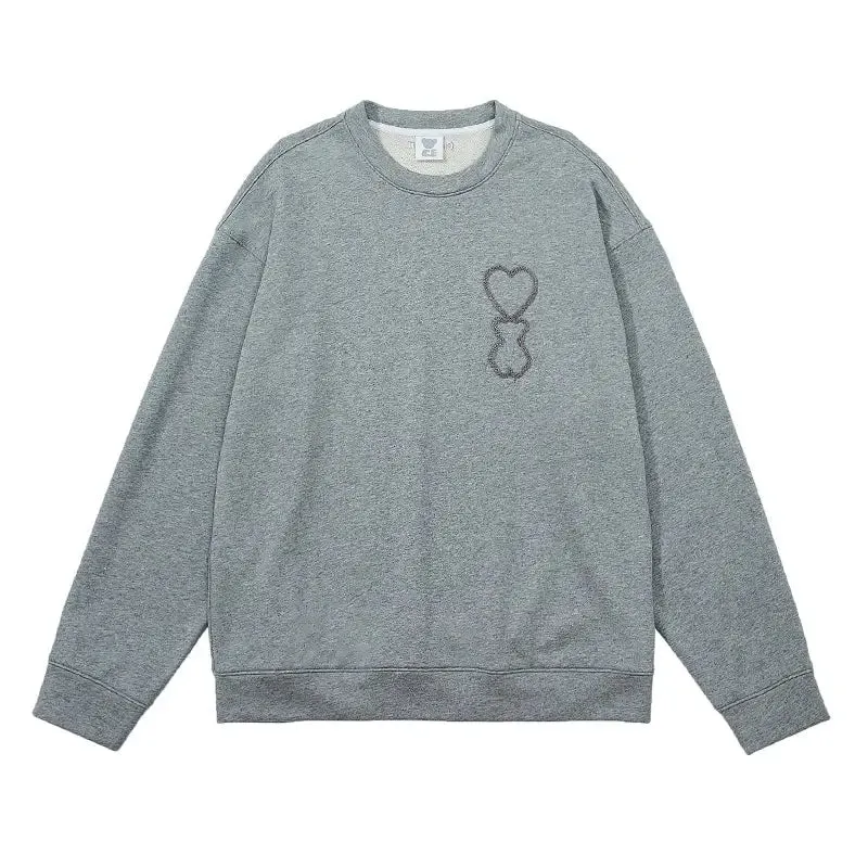 Embroidery Heart Bear Sweatshirt