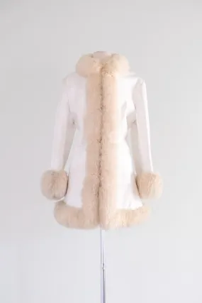 EPIC 1970's White Leather Penny Lane Coat / Sz M
