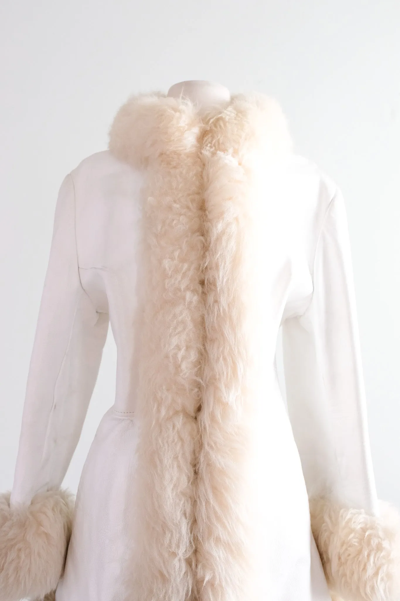 EPIC 1970's White Leather Penny Lane Coat / Sz M