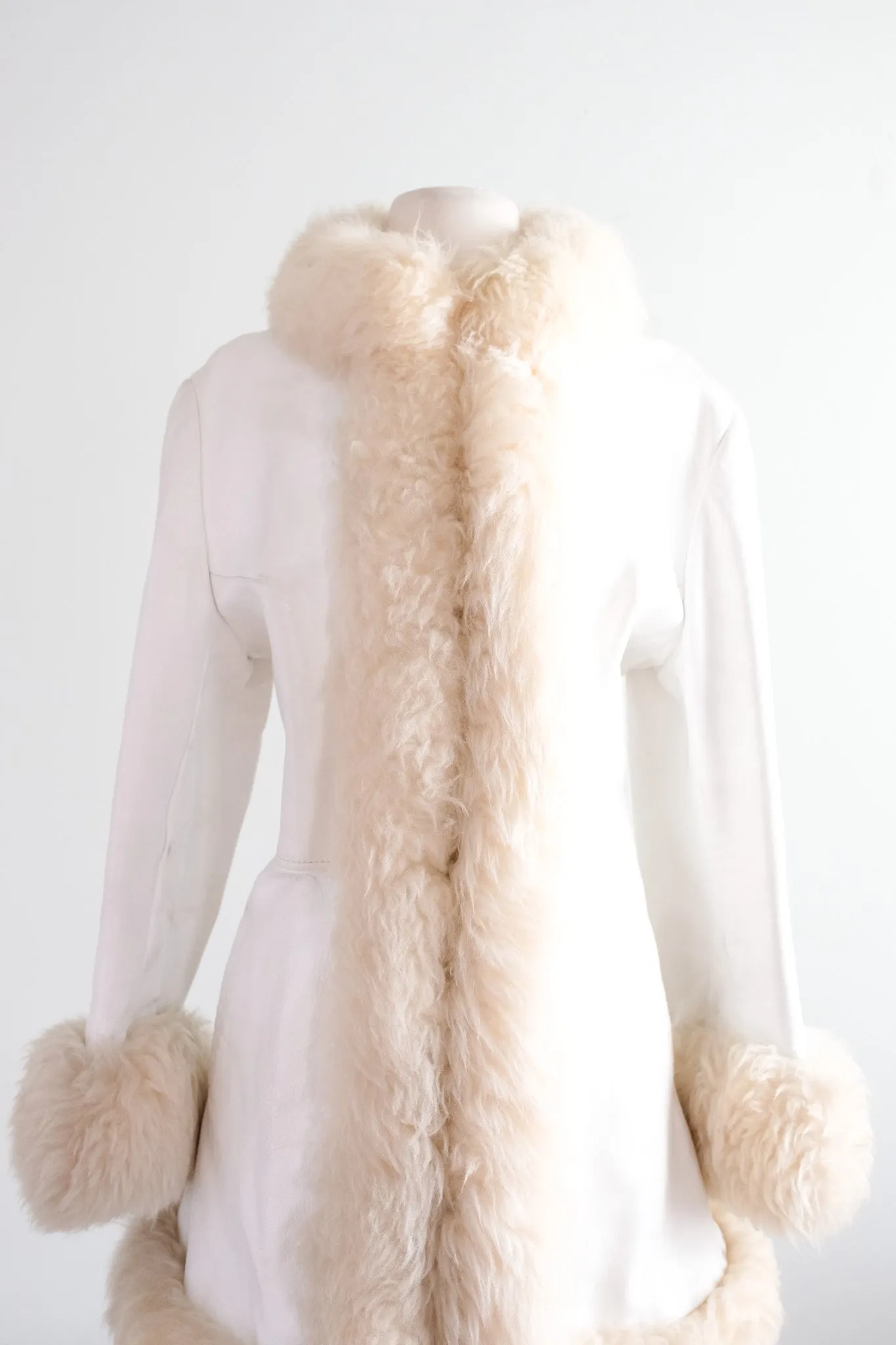 EPIC 1970's White Leather Penny Lane Coat / Sz M