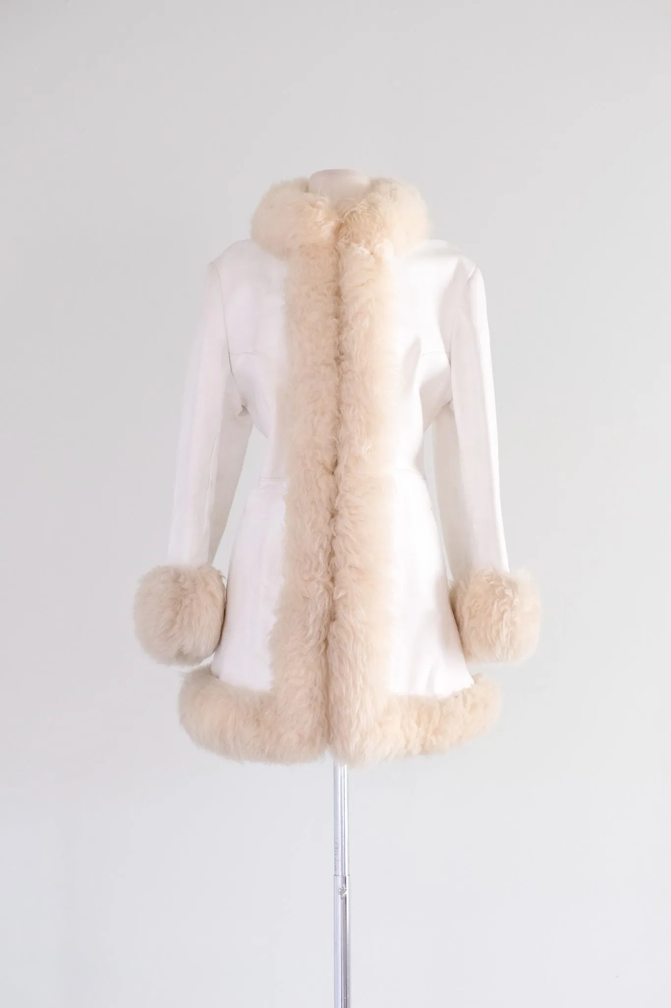 EPIC 1970's White Leather Penny Lane Coat / Sz M