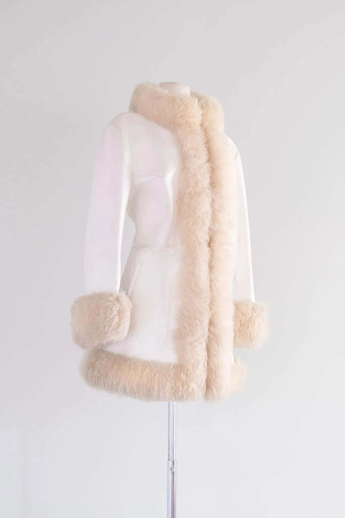 EPIC 1970's White Leather Penny Lane Coat / Sz M