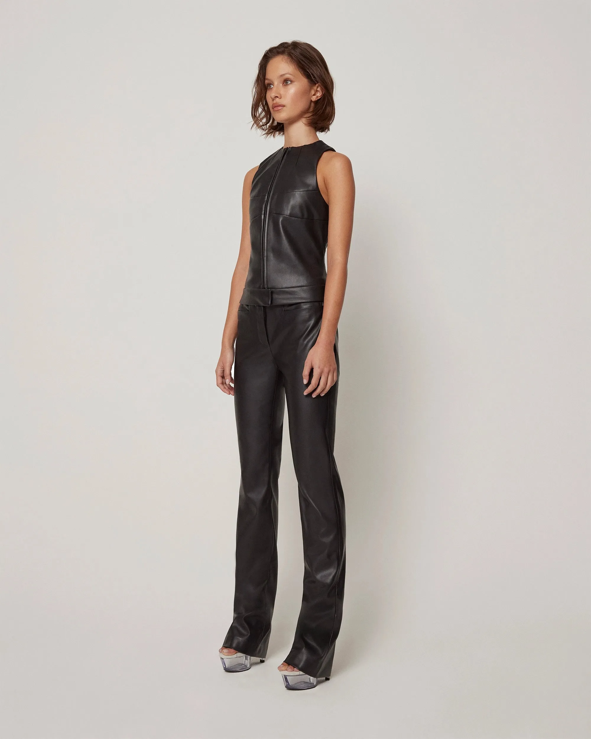Faux Leather Trouser | Black
