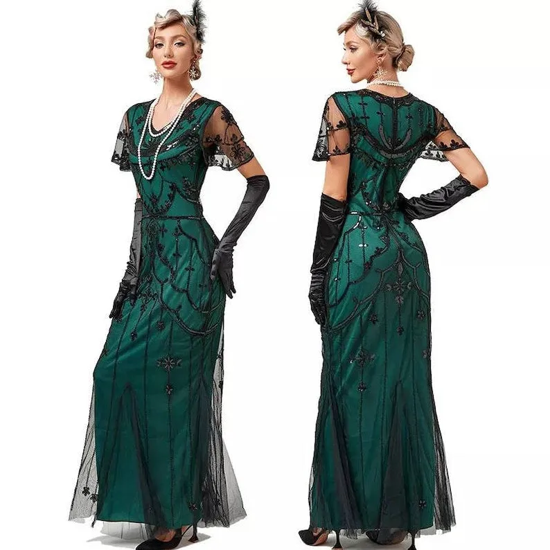Fay Flapper Gatsby Dress, Prom Dress 1920s Great Gatsby Art Deco Downton Abbey Bridesmaid Wedding reception