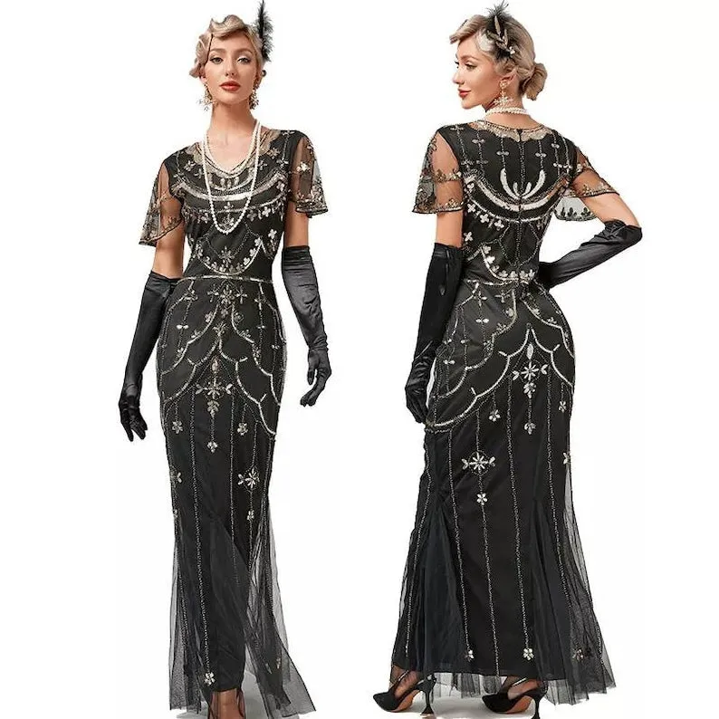 Fay Flapper Gatsby Dress, Prom Dress 1920s Great Gatsby Art Deco Downton Abbey Bridesmaid Wedding reception
