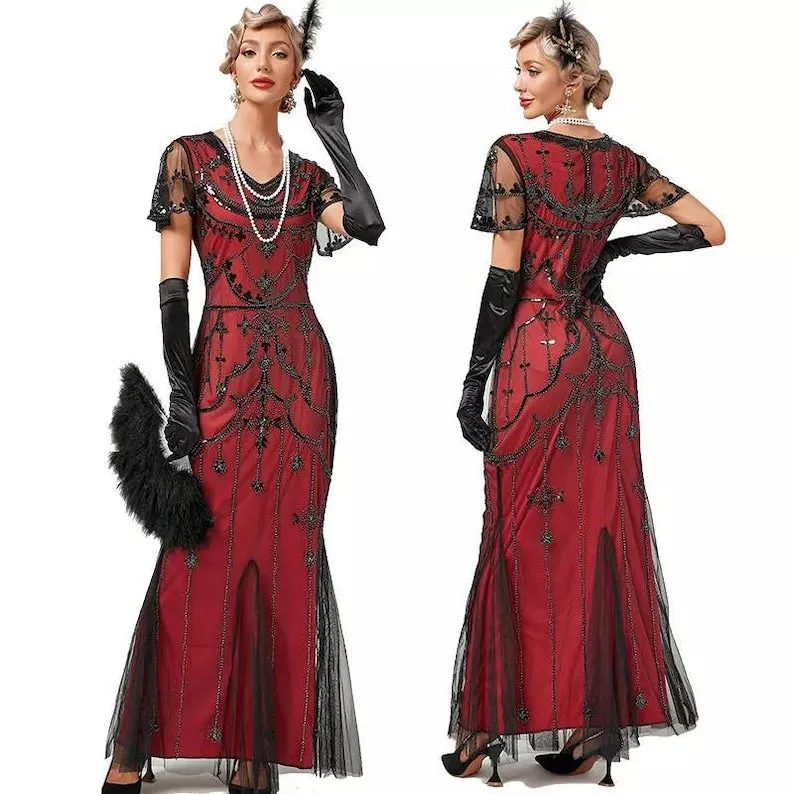 Fay Flapper Gatsby Dress, Prom Dress 1920s Great Gatsby Art Deco Downton Abbey Bridesmaid Wedding reception