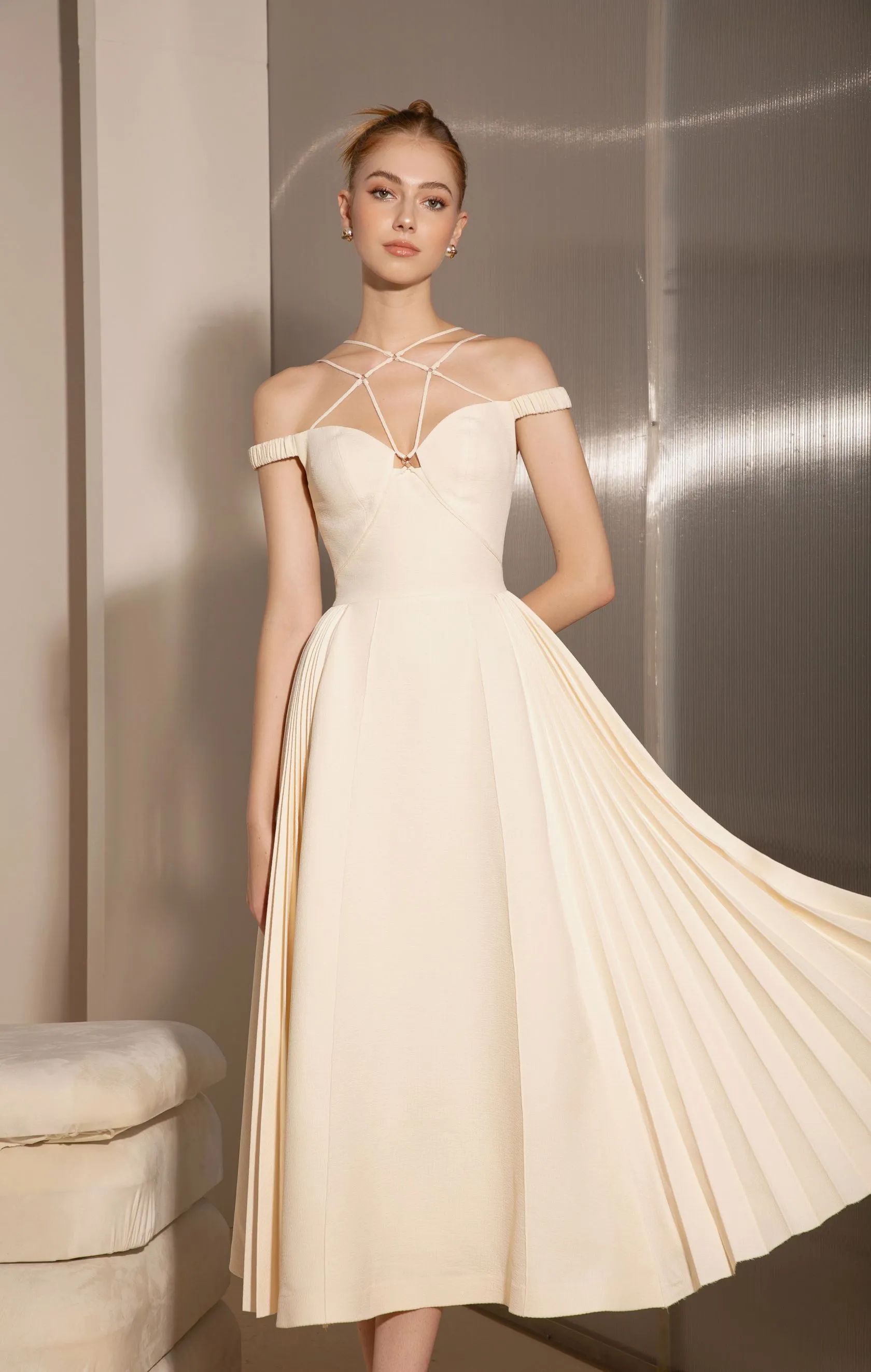 Fena Off-shoulder Midi Dress