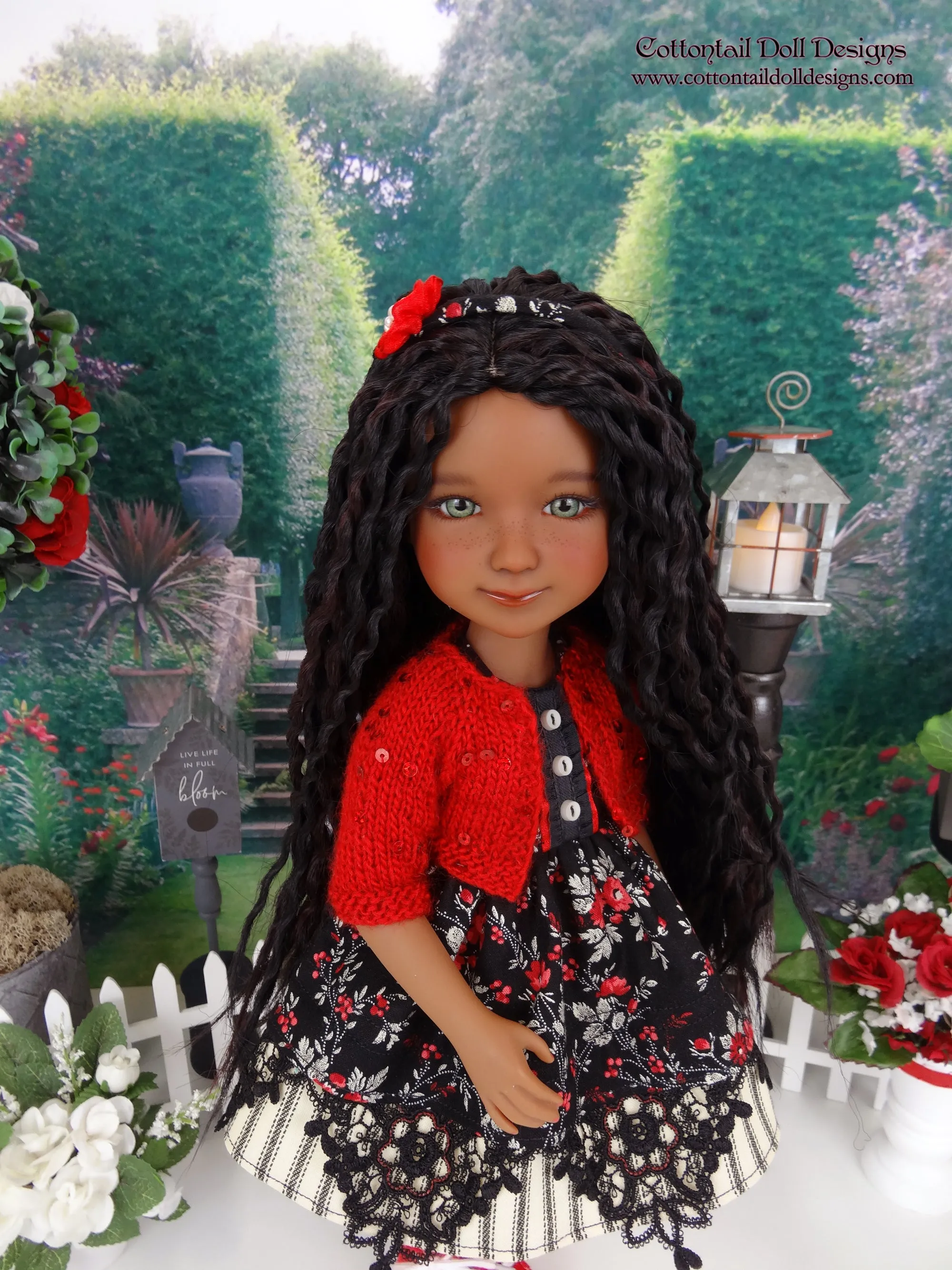 Floral Elegance - dress and sweater with boots for Ruby Red Fashion Friends doll