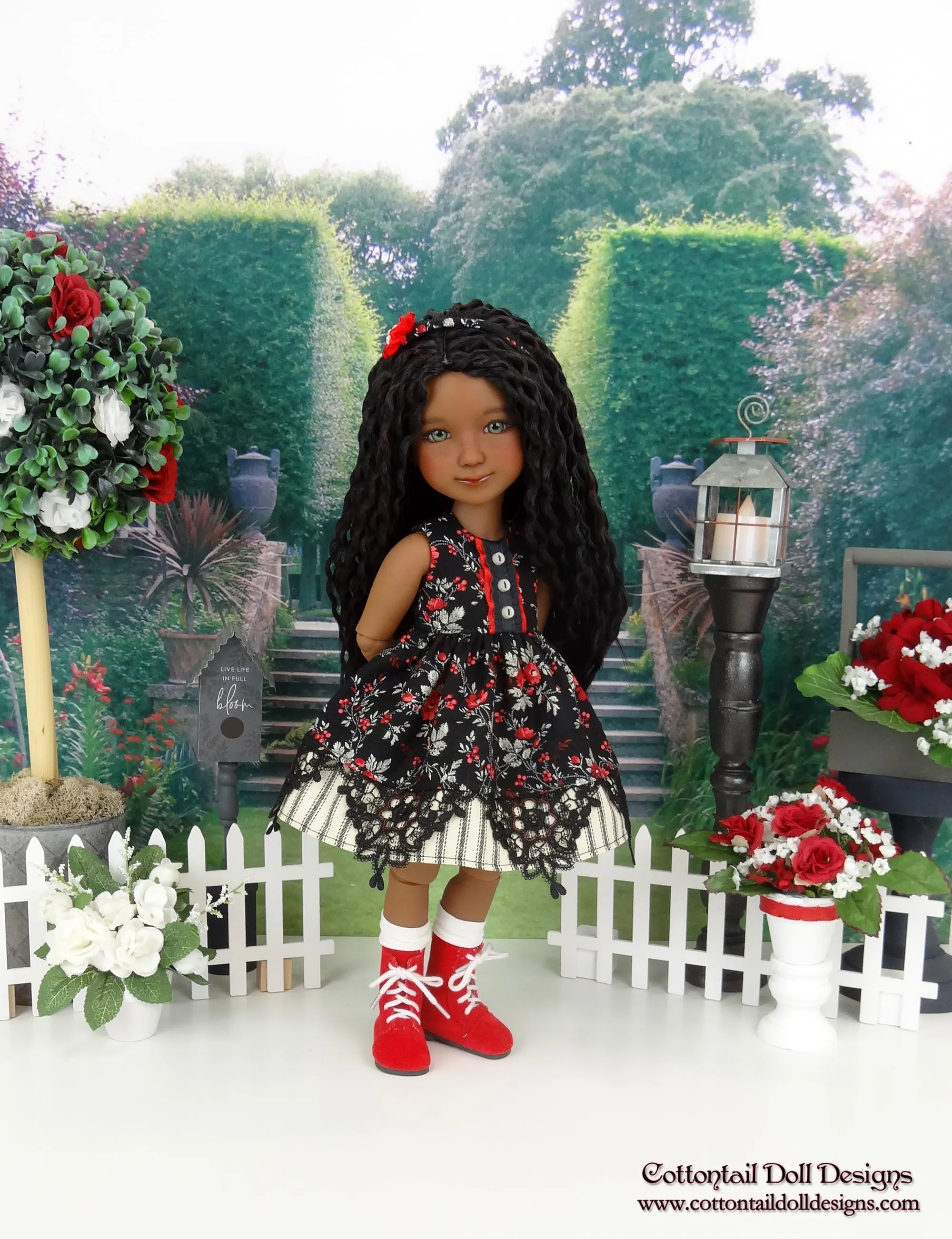 Floral Elegance - dress and sweater with boots for Ruby Red Fashion Friends doll